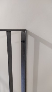Escalier fer bois quart tournant / limon crémaillère / Finition fer brut patiné