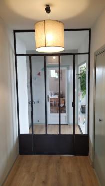 Verrière style industriel / Porte battante / Finition fer brut patiné