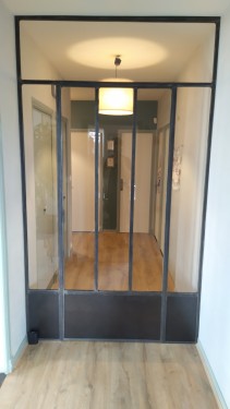 Verrière style industriel / Porte battante / Finition fer brut patiné