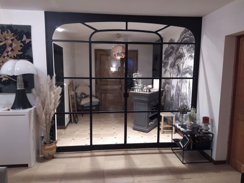 Verrière style art déco en cintre / Double porte battante / Finition thermolaquée