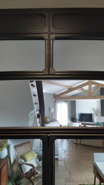 Verrière style art déco en cintre / Double porte battante / Finition thermolaquée