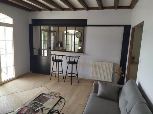 Verrière style industriel / Porte battante et fenêtre coulissante / Finition fer brut patiné black