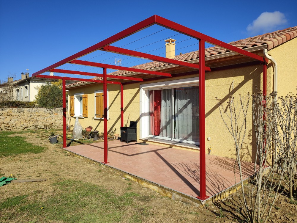 Pergola style épuré / Treillis de câbles inox support de plantes grimpantes / Finition thermolaquée