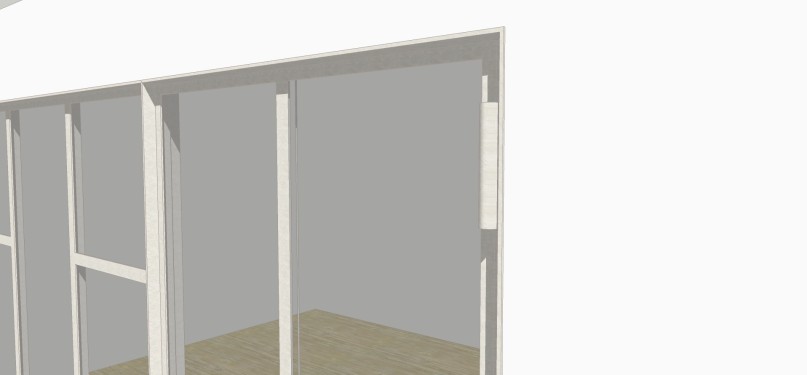 Conception 3D / Verrière type carreaux décalés / Porte battante charnières va-et-vient / Finition thermolaquée