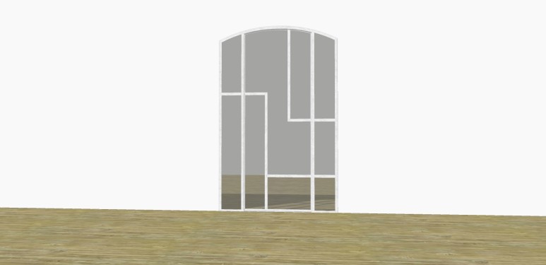 Conception 3D / Verrière style art déco en cintre / Porte battante / Finition thermolaquée