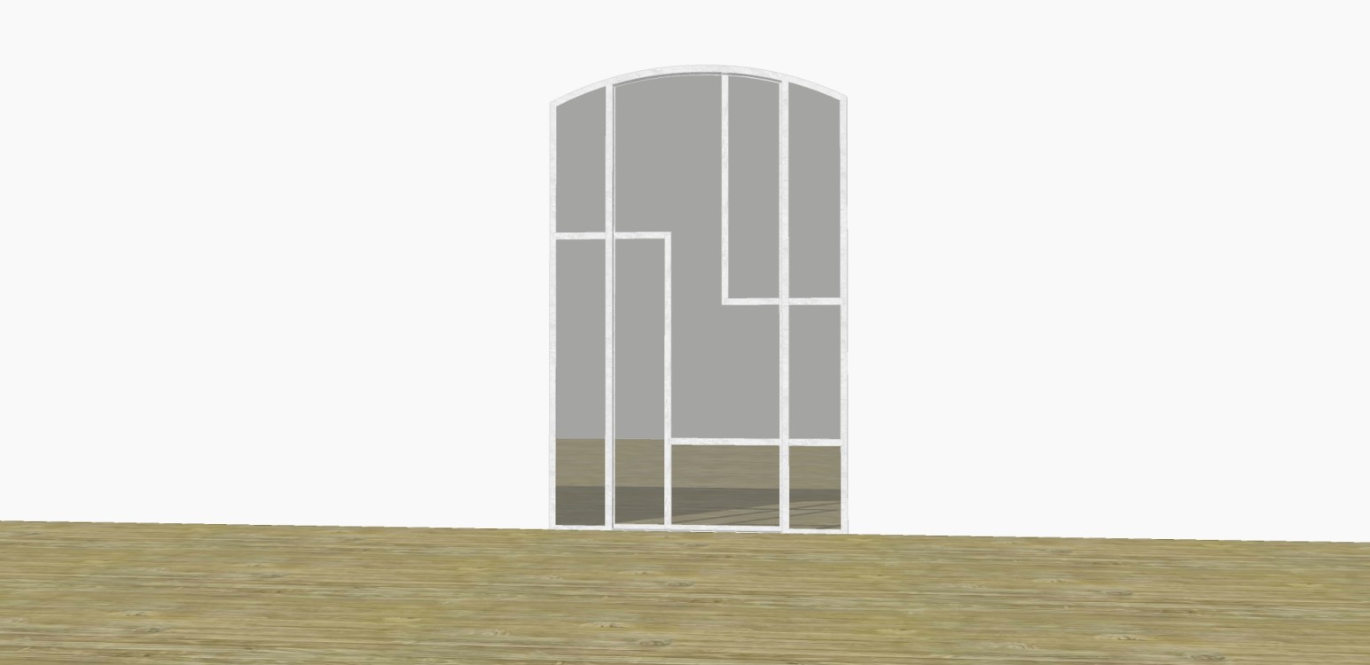 Conception 3D / Verrière style art déco en cintre / Porte battante / Finition thermolaquée