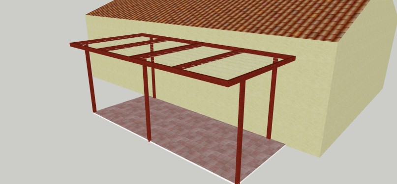 Conception 3D / Pergola style épuré / Treillis de câbles inox support de plantes grimpantes / Finition thermolaquée